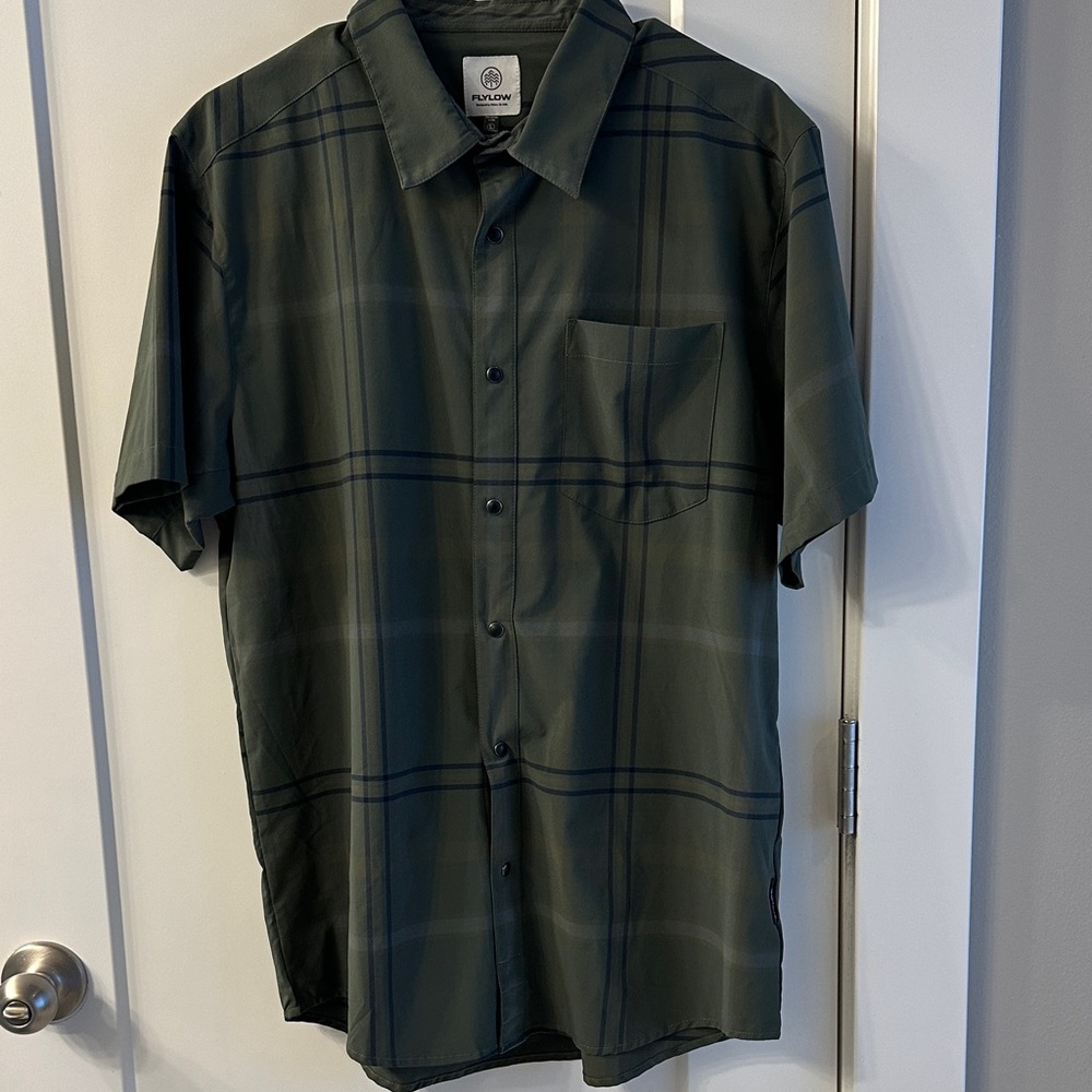Flylow Dark Green and Blue Plaid Casual Shirt